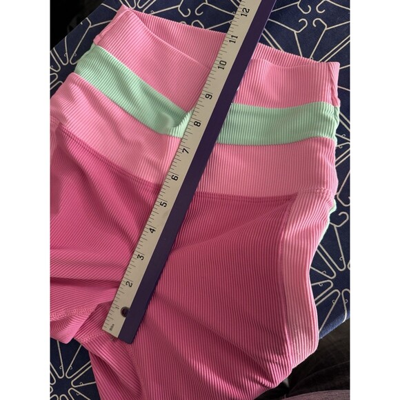 BEACH RIOT Leggings XS Ribbed Colorblock Pink Mint High Rise Stretch Yoga Gym - Picture 5 of 9